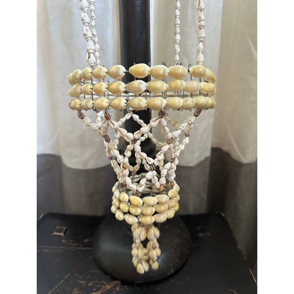 Vintage Sea Shell Hanging Macrame Plant candle Holder Boho decor beach nautical - Picture 2 of 16